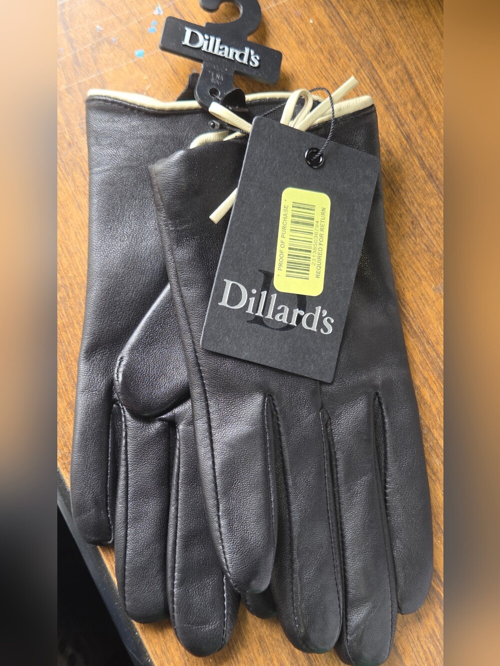 Leather Gloves with Cream Trim Small